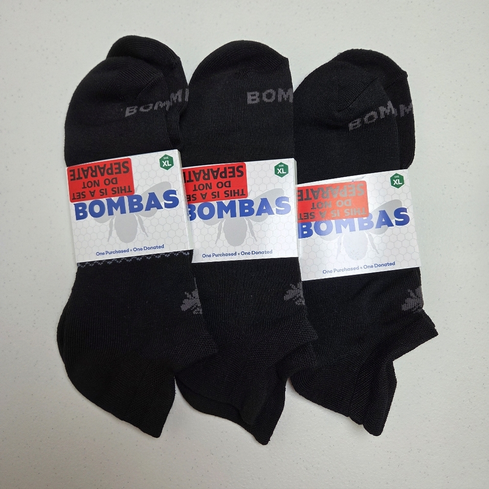 NWT 3 PACK Bombas Honeycomb Ankle Socks XL